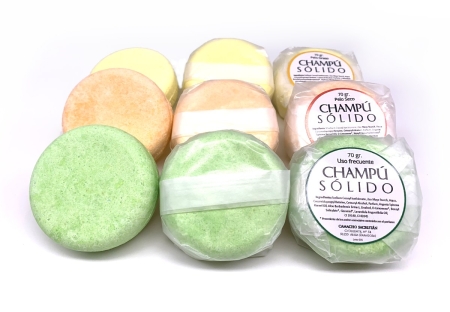 Variedad de Champú Sólido SCI envuelto en parafinado y etiqueta